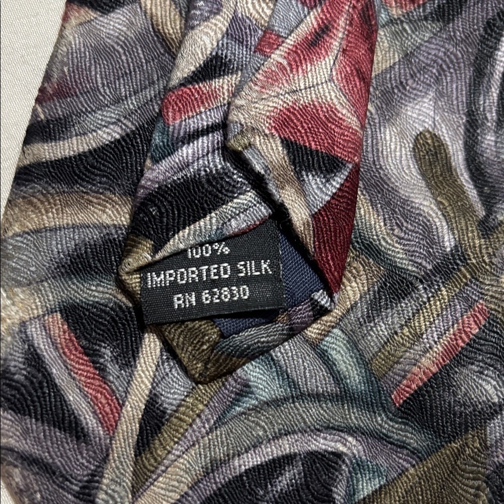 J. Garcia Artistic Red and Gray Tie - Picture 2 of 5